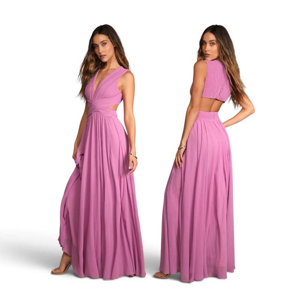 Lulus Vivid Imagination Lilac Cutout Maxi Dress size Large NWT